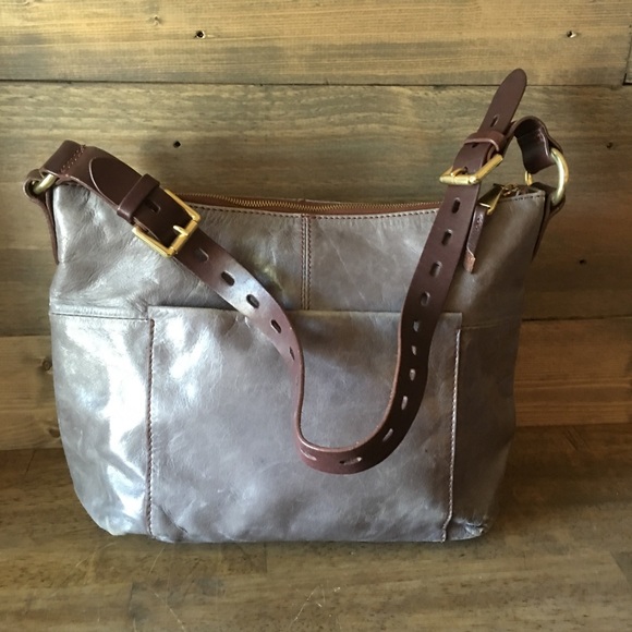 HOBO Handbags - HOBO International Gray & Brown Leather Bag